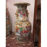 19th Century Canton porcelain baluster form vase painted with panels of figures, 17ins high Some