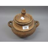 Antique Continental terracotta pot with cover