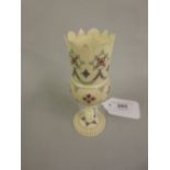 Early 20th Century Indian turned and carved ivory goblet with red and blue stained decoration