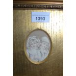 19th Century oval mounted miniature portrait of two children