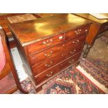 George III mahogany straight front chest of two short and three long graduated drawers with brass