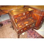 18th Century Dutch mahogany marquetry inlaid night table with single drawer above tambour door,