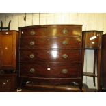 19th Century mahogany bow front chest of two short and three long drawers with oval brass handles
