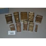 Collection of ten various silver and white metal necessaire cases (empty)
