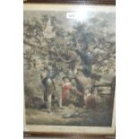 W. Ward after George Morland, an antique coloured stipple engraving ' The Kite Entangled ',