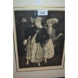 Laura Knight, signed etching, ' Bank Holiday ', 10.5ins x 8ins, framed Good condition, no foxing,