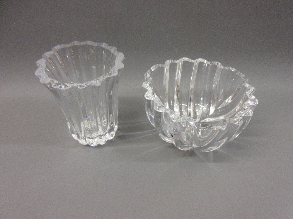 Orrefors clear glass bowl with matching vase