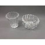 Orrefors clear glass bowl with matching vase