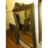 19th Century French gilt moulded composition rectangular wall mirror with shell and floral surmount