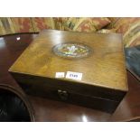 19th Century rosewood work box, the cover abalone brass and mother of pearl inlaid with Prince of