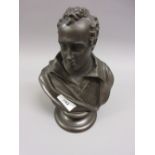 Wedgwood jasper ware bust of Lord Byron, 8.5ins high Black basalt bust, no damage.