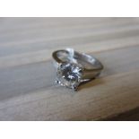 Brilliant cut diamond solitaire ring set in white metal, approximately 1.50cts Ring size M. Some