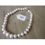 Single row cultured pearl necklace with a 9ct white gold ball clasp