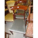 Pair of 19th Century mahogany rail back dining chairs and a beech bow back tub shaped chair