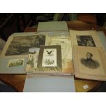 Folio containing a quantity of unframed antique engravings, prints and other pictures