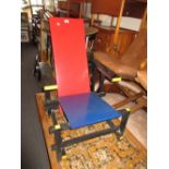 Cassina 635 Red and Blue chair designed by Gerrit Rietveld