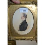 19th Century oval mounted gilt framed miniature portrait of a gentleman