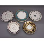 Four various early 19th Century Derby plates (all with various faults), together with a similar