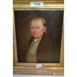 Late 18th Century oil on metal panel, half length portrait of a gentleman, inscribed Davis 1798