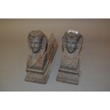 Pair of 19th Century cast iron Egyptianesque fire dogs