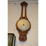 Early 20th Century oak cased aneroid barometer thermometer