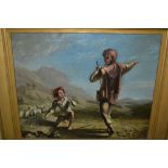Thomas Ballard Senior, oil on canvas, study of Cimabue and Giotto, signed, 17ins x 21ins, gilt