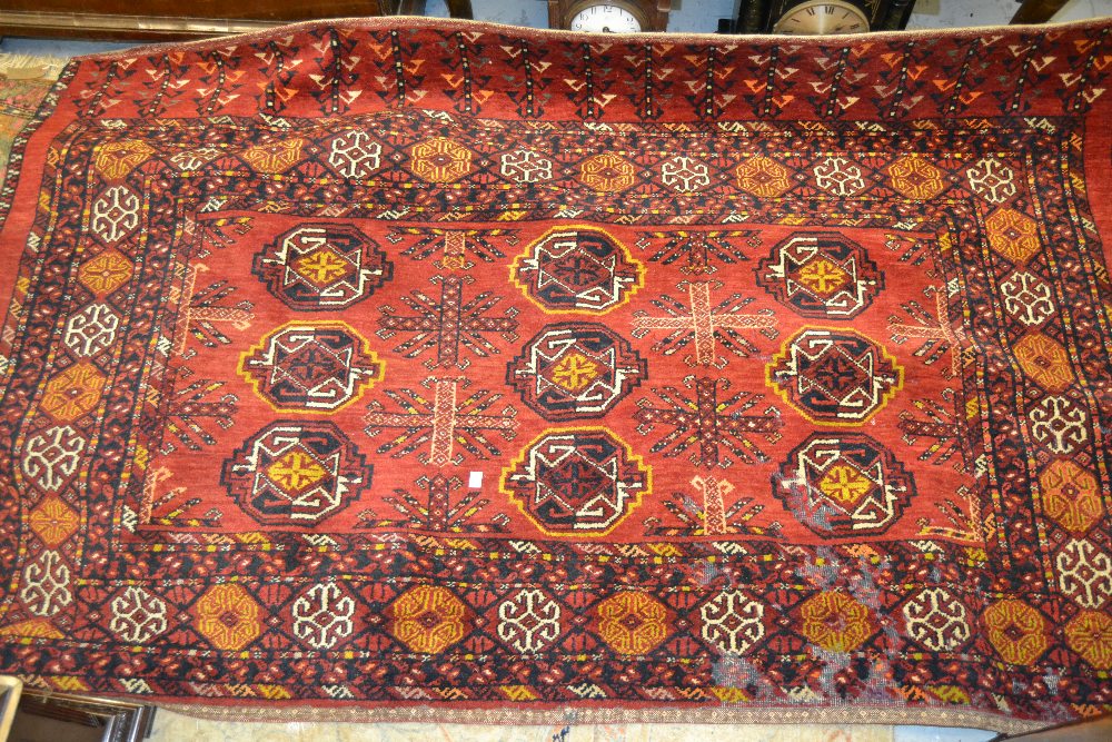 Afghan prayer rug, together with another Afghan rug