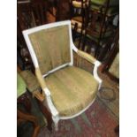 Pair of late 19th or early 20th Century French white painted and upholstered open armchairs on