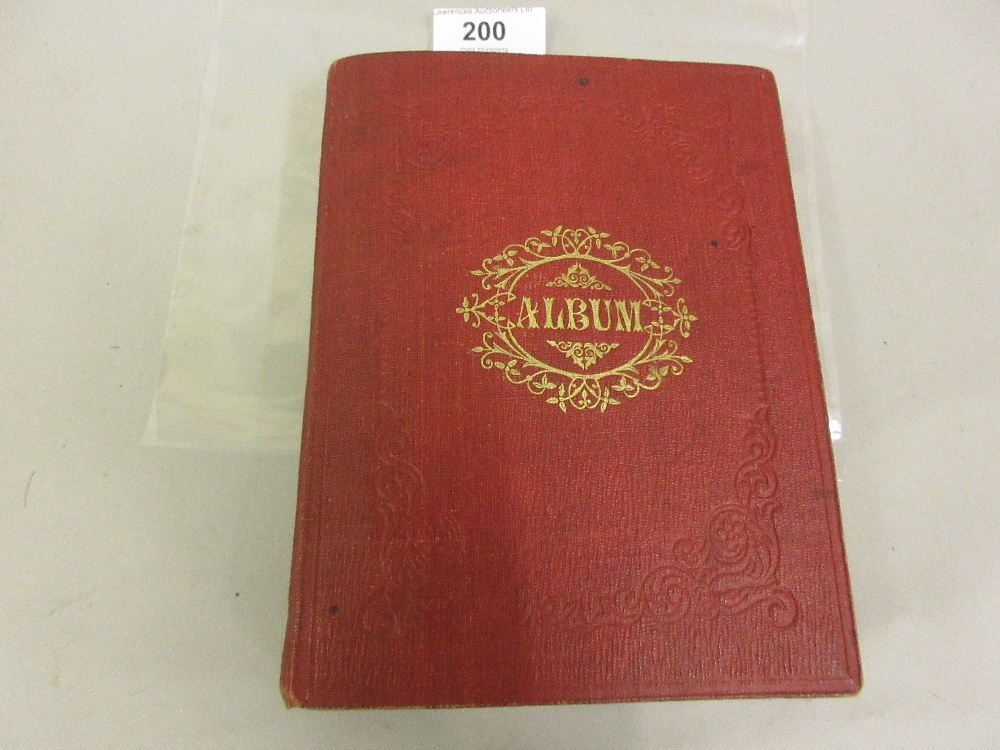 Small red cloth bound album containing a collection of valentines, love tokens, manuscript