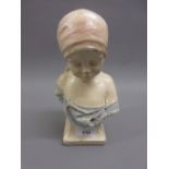 After Alfred Bertram Pegram RBS, small painted plaster bust of a child (damages and repairs), 9ins