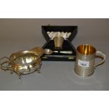 Late Victorian silver Christening mug in 18th Century style engraved with the initials A.S.,