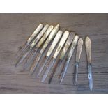 Collection of ten various silver and mother of pearl handled folding fruit knives, mainly 19th