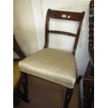 19th Century mahogany rail and rope twist back side chair on turned tapering front supports