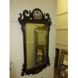 19th Century mahogany parcel gilt and shell inlaid fretwork wall mirror in 18th Century style
