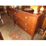20th Century mahogany dressing chest having two short over two long drawers with brass ring handles,