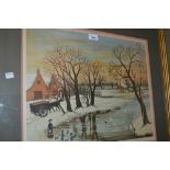 Helen Bradley, artist signed proof coloured print, ' Christmas Ducks ', 15ins x 19ins, gilt framed