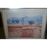 Pamela Hughes, Limited Edition etching ' Windmills, Mallia, Crete ', No. 17 of 25, 14.5ins x