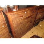 19th Century mahogany straight front chest of two short and three long drawers with knob handles and