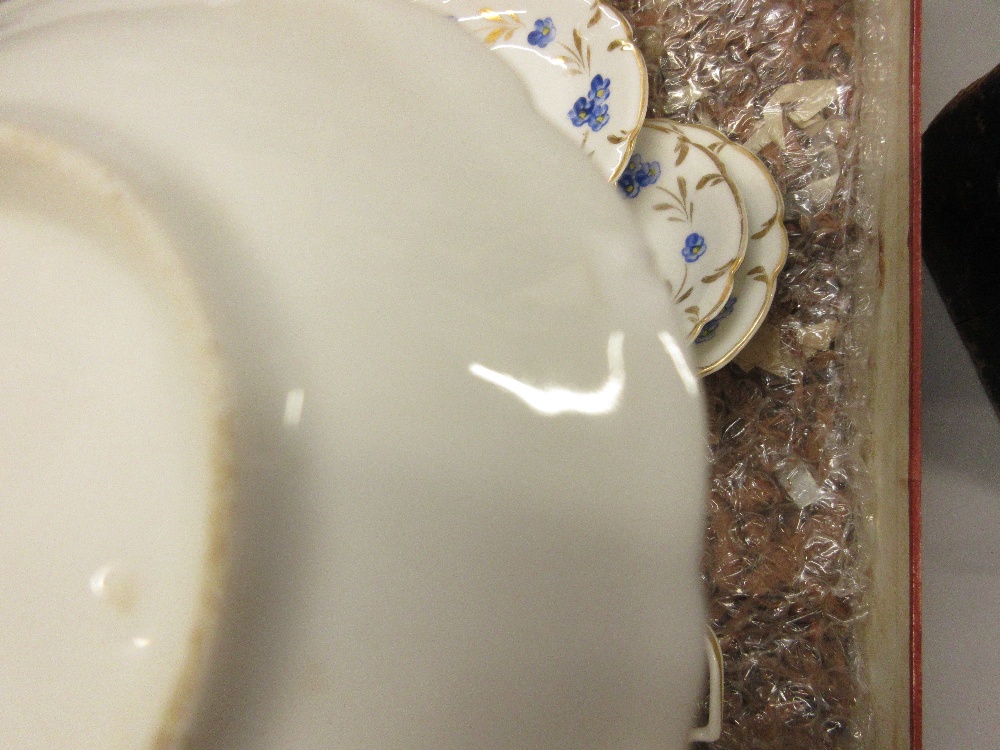 19th Century Continental porcelain part coffee service painted with blue flowers 5 cups (1 handle - Image 4 of 4