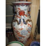 Large 20th Century Chinese baluster form vase, floral decorated in red, blue and gilt, 18ins high