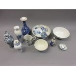 Group of various small Chinese and Japanese blue and white porcelain (with damages) Multiple small