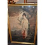Large rectangular gilt framed print of a 1920's lady