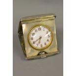 Late Victorian silver cased folding travel clock with an eight day movement, London, 1899
