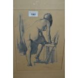 Charcoal, possibly on print base, study of a nude female, bearing signature William Dring, 1935,