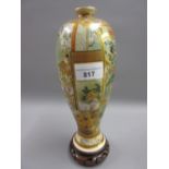 Good quality Satsuma baluster form vase painted with geishas and landscapes, three character mark to