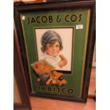 Original Jacob & Co. reverse printed on glass advertising sign for Jabisco Assorted, in Jacobs