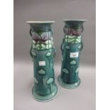 Pair of Minton Secessionist two handled vases of tapering form decorated with stylised Art Nouveau
