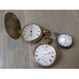 American Watch Company, gold plated hunter pocket watch, together with a Waltham gold plated open