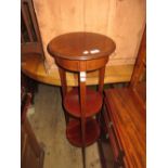 Edwardian mahogany and inlaid three tier jardiniere stand