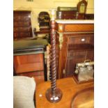 Pair of tall reproduction mahogany barley twist candlesticks